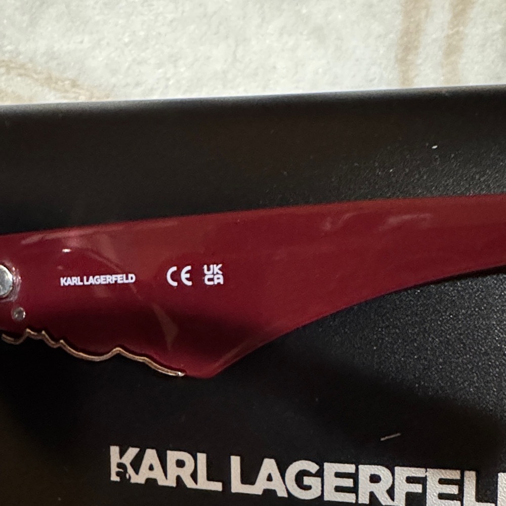 Karl Lagerfeld Dark Red Sunglasses With Case - Picture 5 of 12